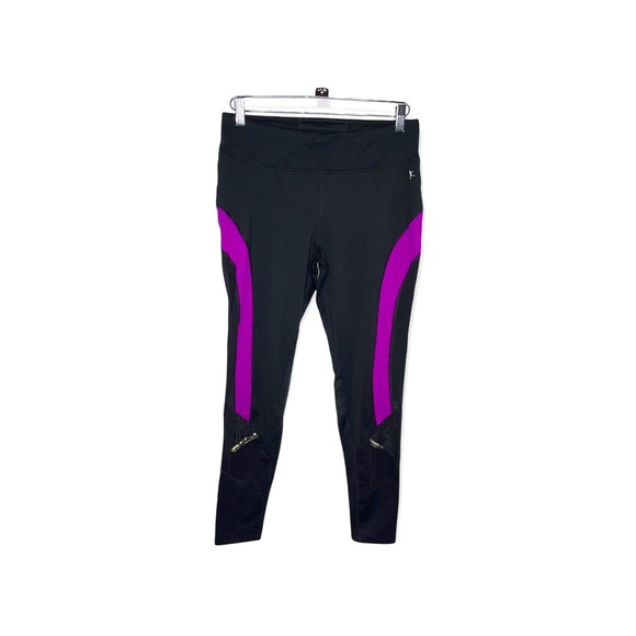 DANSKIN Now Black & Purple Leggings with Mesh M - Picture 1 of 6